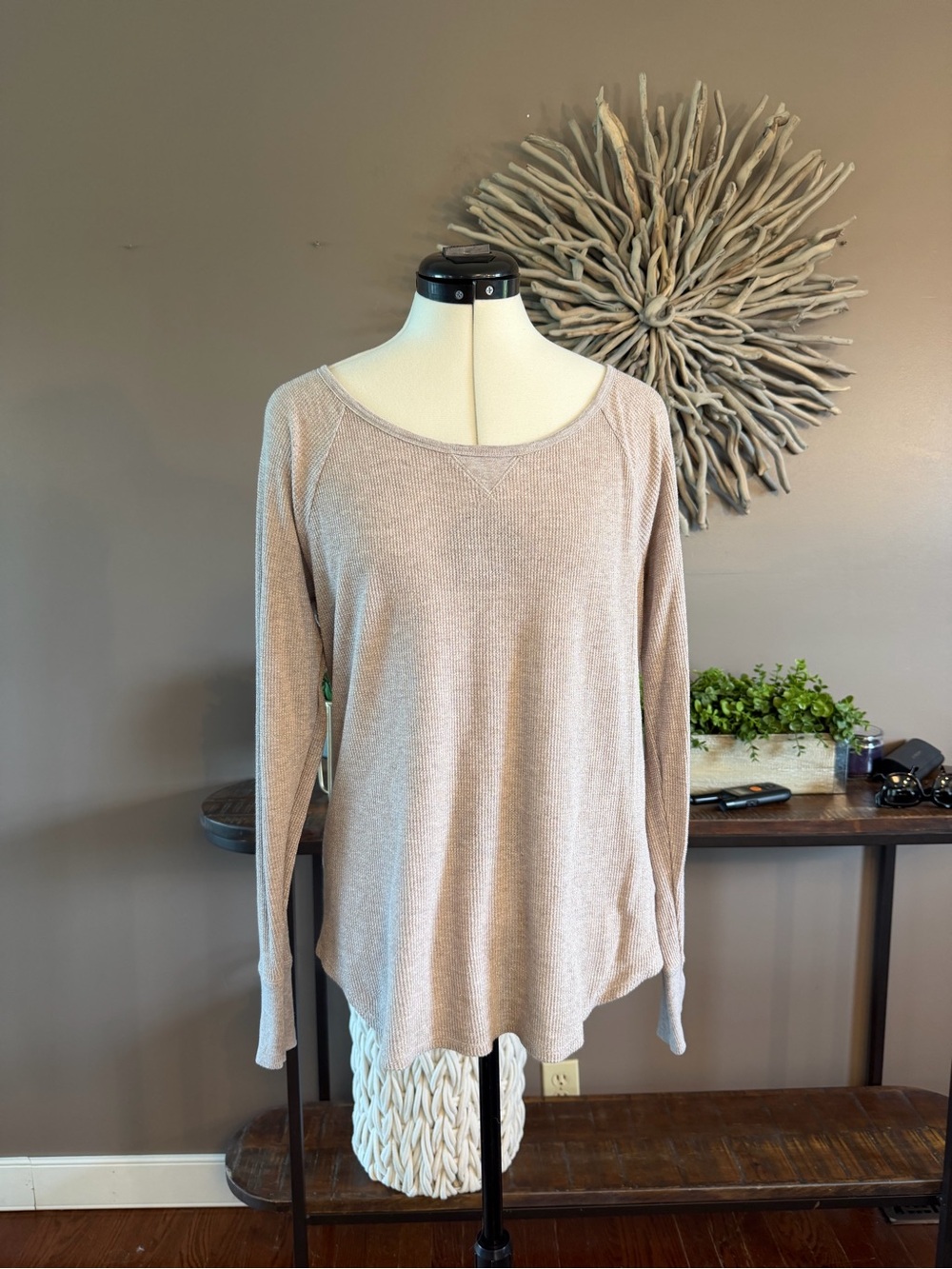 American Eagle Waffle Knit long sleeve top‎ in golden sparkle